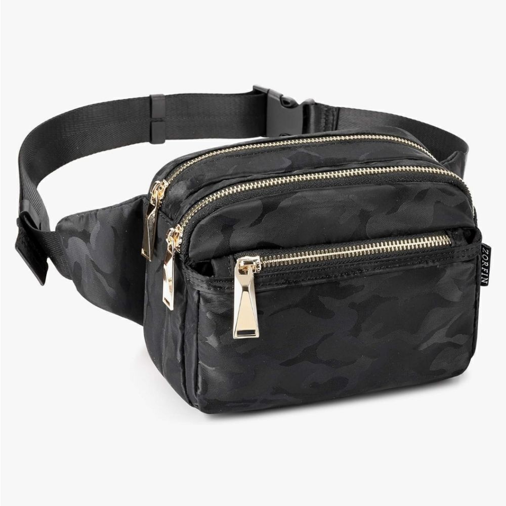Zorfin Camo Black Fanny Pack Waist Bag